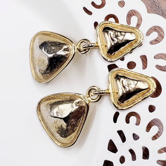 Gold Stacked Triangle Dangly Earrings - Picture 2 of 6